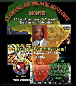 Flyer depicting Africa and the words Closing of Black History Month 40th Anniversary